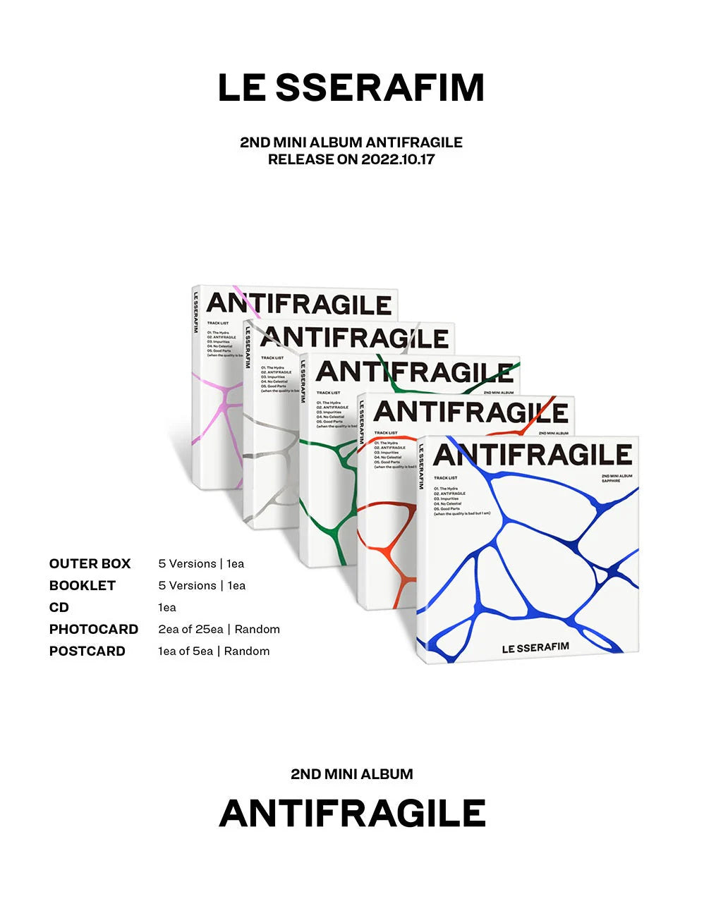 LE SSERAFIM - ANTIFRAGILE 2ND MINI ALBUM (RANDOM COMPACT VER.)