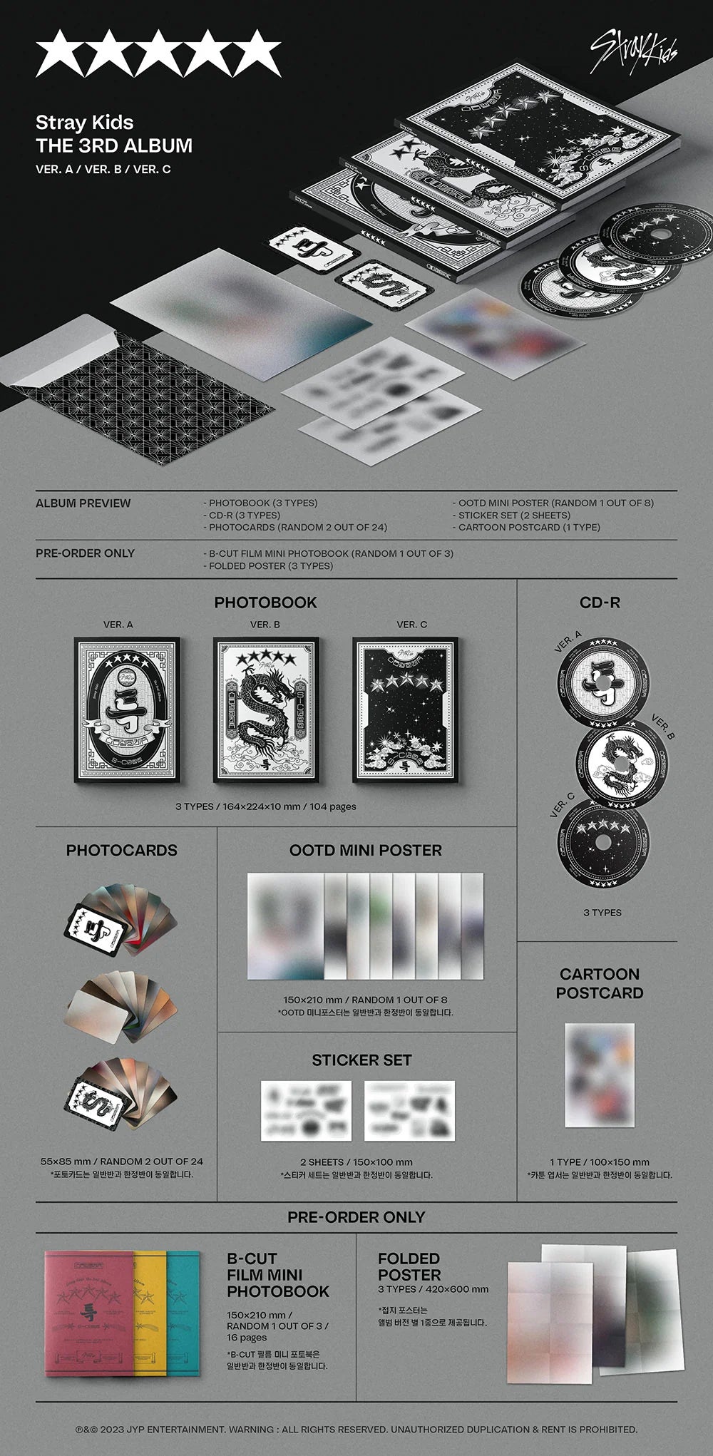STRAY KIDS - 5 STAR 3RD FULL ALBUM A+B+C VER.